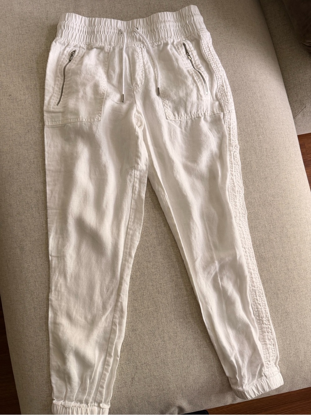 Athleta Cabo Linen Jogger Pants White Size 2